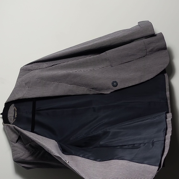LES COPAINS Striped Blazer Snap Button Closure Jacket in Gray Size 42 - Picture 10 of 16
